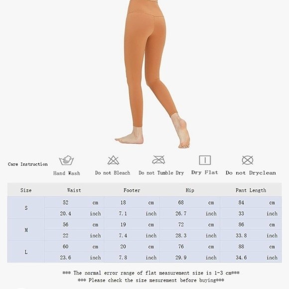 Yoga Pants Womens L Yellow Leggings High Waisted Tummy Control Workout Pants OC4 - Picture 7 of 8